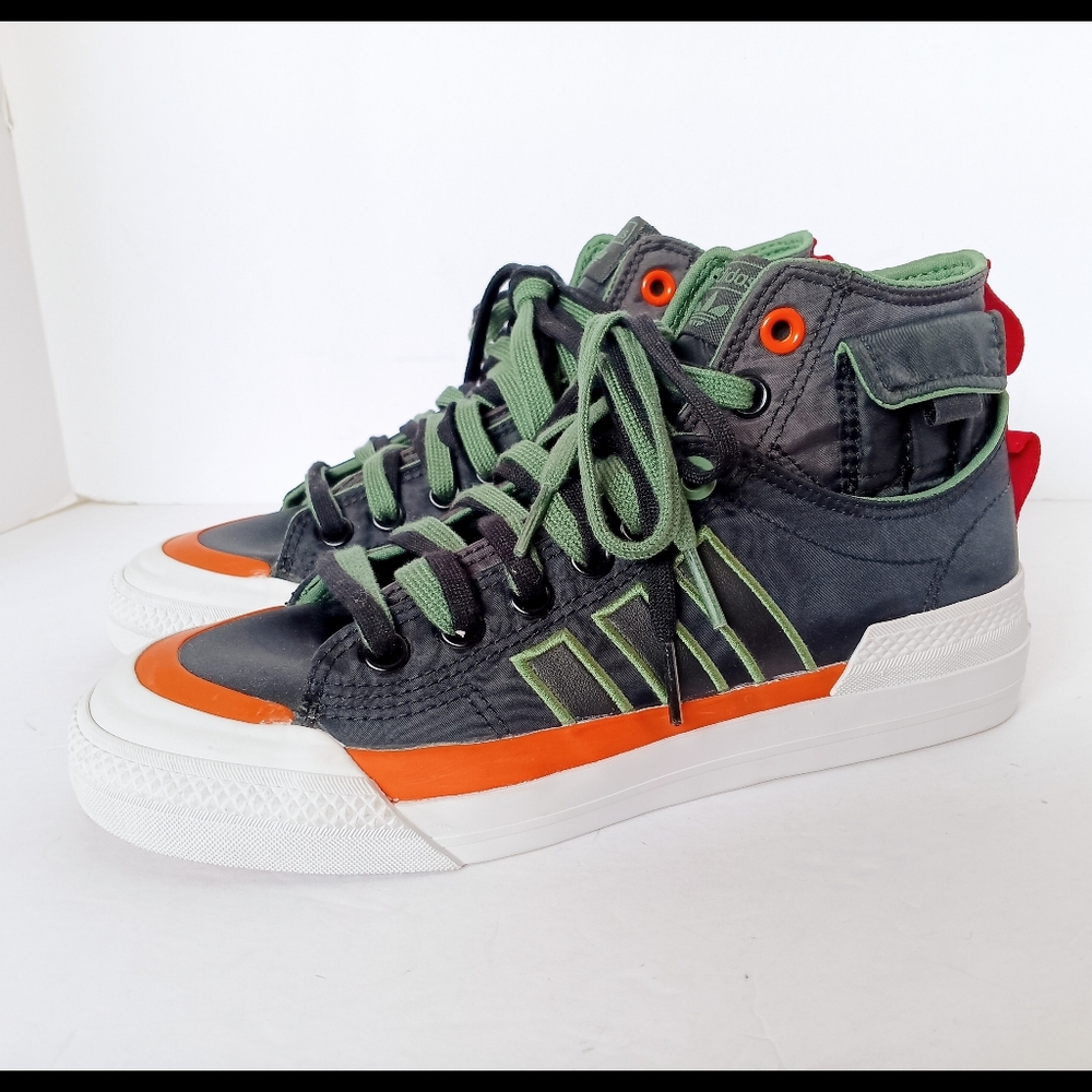 🧡 NWOT Adidas Nizza Hi DL Sneakers Green Oxide Orange Shoes Mens 7 High Top
